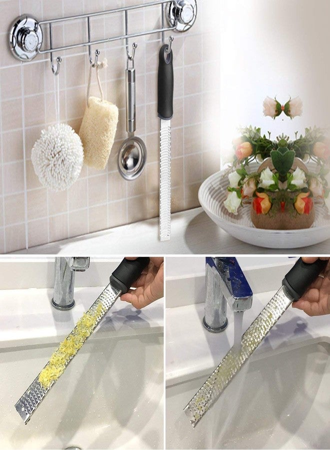 we3 Lemon Zester & Cheese Grater - Razor Sharp Stainless Steel Grater for Parmesan Cheese, Potato, Ginger, Garlic, Nutmeg, Chocolate, Vegetables, Fruits - Safety Cover Long- Black - Image 5